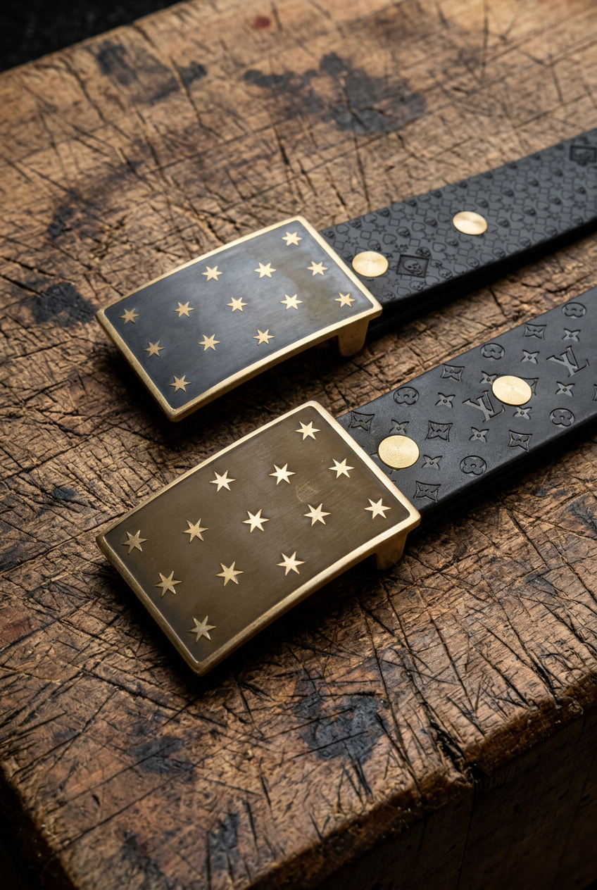 The Hopkinson | Brass 13 Star American Flag Belt Buckle