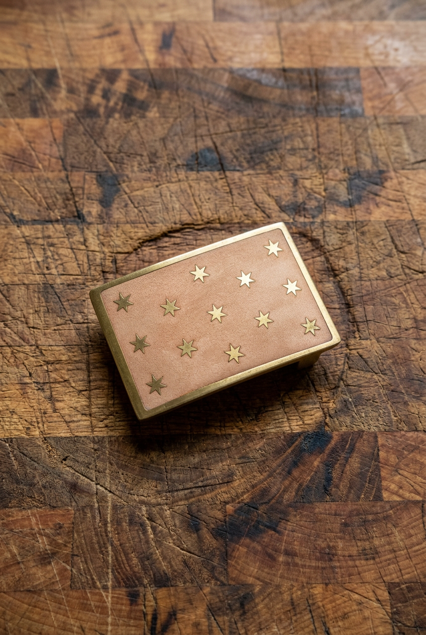 The Hopkinson | Brass 13 Star American Flag Belt Buckle