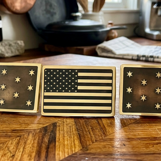 Old Glory Brass Belt Buckle